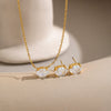 Women's Geometric Zircon Pendant Jewelry Set With Goldplated Stainless Steel Necklace And Matching Earrings