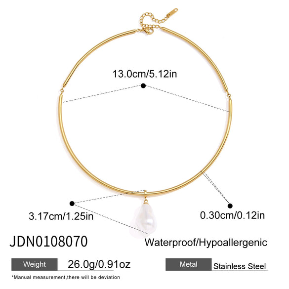 Women's Geometric Zircon Pendant Stainless Steel Choker Necklace With Plated Finish Statement Neck Ring Accessory