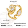Women's Geometric Zircon Ring In Hypoallergenic Stainless Steel With Pvd Vacuum Gold Plated Finish High End Non Fading Jewelry