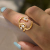 Women's Geometric Zircon Ring In Hypoallergenic Stainless Steel With Pvd Vacuum Gold Plated Finish High End Non Fading Jewelry