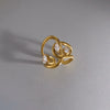 Women's Geometric Zircon Ring In Hypoallergenic Stainless Steel With Pvd Vacuum Gold Plated Finish High End Non Fading Jewelry