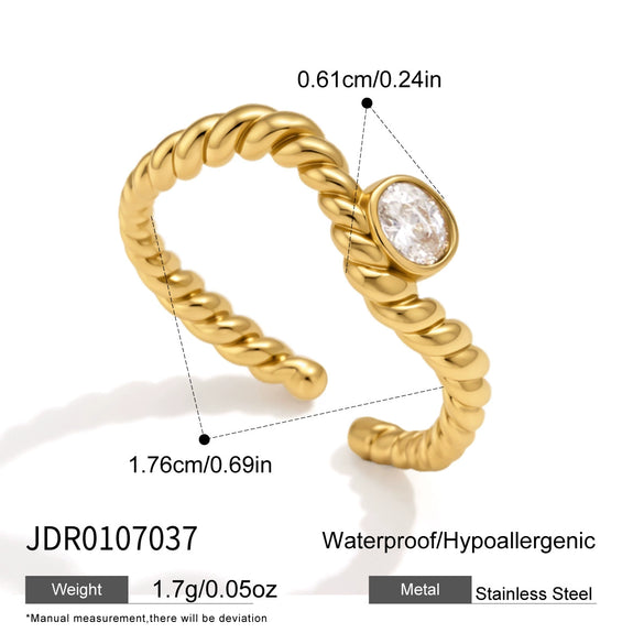 Women's Geometric Zircon Ring In Stainless Steel With Pvd Gold Plating Hypoallergenic Nonfading Fashion Jewelry