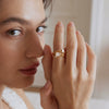 Women's Geometric Zircon Ring In Stainless Steel With Pvd Gold Plating Hypoallergenic Nonfading Fashion Jewelry
