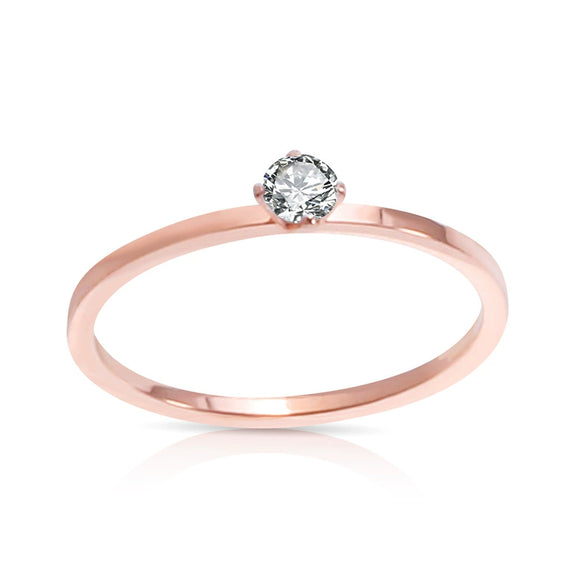 Women's Geometric Zircon Ring In Stainless Steel Three Tone Minimalist Fashion Band