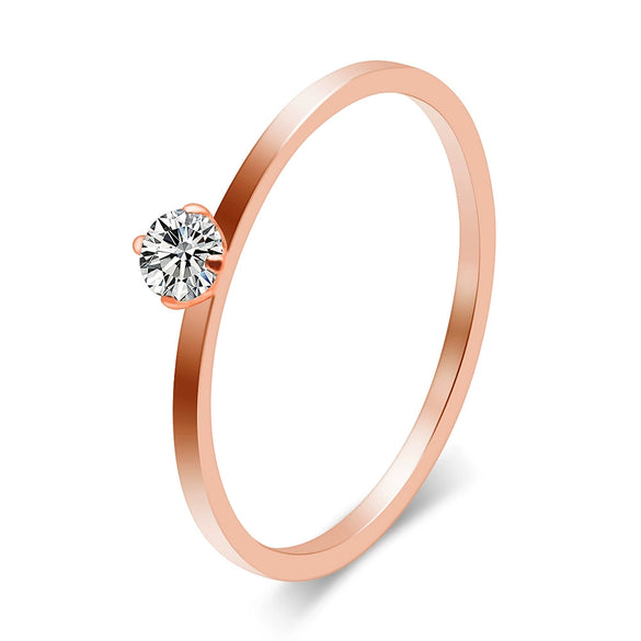 Women's Geometric Zircon Ring In Stainless Steel Three Tone Minimalist Fashion Band