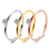 Women's Geometric Zircon Ring In Stainless Steel Three Tone Minimalist Fashion Band