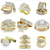 Women's Geometric Zircon Ring Set With Microinlaid Full Stone Design Electroplated Metal And Minimalist Light Luxury Fashion Style