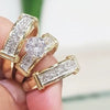 Women's Geometric Zircon Ring Set With Microinlaid Full Stone Design Electroplated Metal And Minimalist Light Luxury Fashion Style