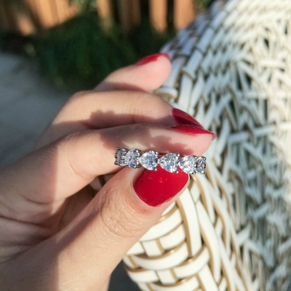 Women's Geometric Zircon Ring 925 Sterling Silver Electroplated Light Luxury Style