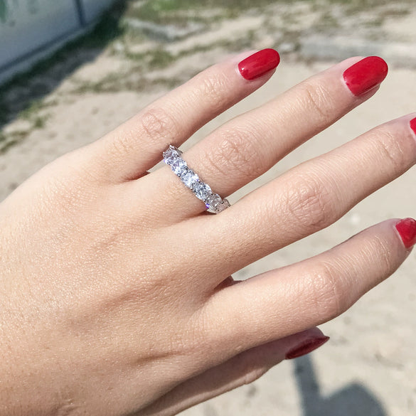 Women's Geometric Zircon Ring 925 Sterling Silver Electroplated Light Luxury Style