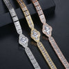 Women's Geometric Zircon Row Set Bracelet In Goldplated Copper Electroplated Fashion Jewelry