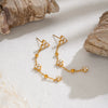 Women's Geometric Zircon Stainless Steel Goldplated Long Chain Tassel Earrings Minimalist Colorretaining Jewelry