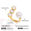 Women's Geometric Zircon Stainless Steel Ring With Multilayer Design And Pvd Vacuum Gold Plating Wholesale Jewelry