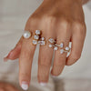 Women's Geometric Zircon Stainless Steel Ring With Multilayer Design And Pvd Vacuum Gold Plating Wholesale Jewelry