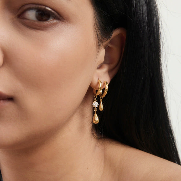 Women’s Geometric Zircon Stud Earrings In Titanium Stainless Steel With Pvd Vacuum Gold Plating Elegant Sparkling Jewelry