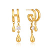 Women’s Geometric Zircon Stud Earrings In Titanium Stainless Steel With Pvd Vacuum Gold Plating Elegant Sparkling Jewelry