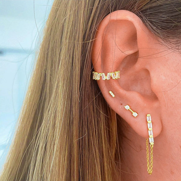 Women's Geometric Zircon Tassel Chain Long Earrings With Silver Needle And Copper Electroplated Elegant Minimalist Drop Earrings