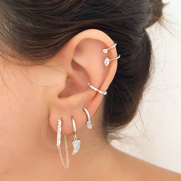 Women's Geometric Zircon Tassel Chain Long Earrings With Silver Needle And Copper Electroplated Elegant Minimalist Drop Earrings