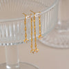 Women's Geometric Zircon Tassel Pendant Earrings In Stainless Steel With Vacuum Gold Plated Finish