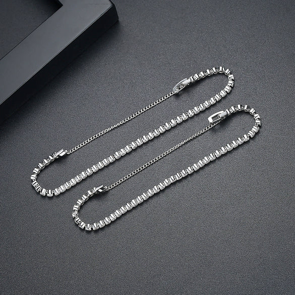 Women's Geometric Zircon Tennis Bracelet With Copper Chain And Electroplated Fashion Jewelry Finish