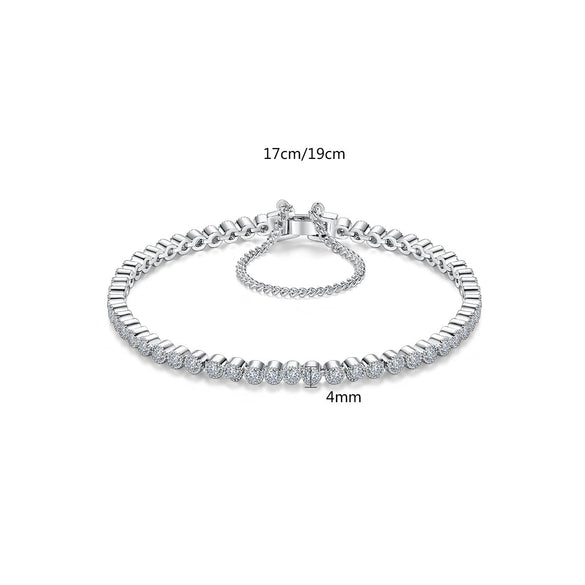 Women's Geometric Zircon Tennis Bracelet With Copper Chain And Electroplated Fashion Jewelry Finish