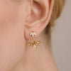 Women's Geometric Zircon Titanium Steel Stud Earrings With Detachable Front And Back Design Pvd Gold Plated Stainless Steel Jewelry
