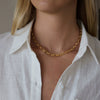 Women's Geometric Zirconia Pendant Necklace Stainless Steel Clavicle Chain With Pvd Vacuum Gold Plating And Lobster Clasp