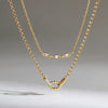 Women's Geometric Zirconia Pendant Necklace Stainless Steel Clavicle Chain With Pvd Vacuum Gold Plating And Lobster Clasp