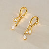 Women's Geometric Zirconia Stud Earrings In Stainless Steel With Vacuum Pvd Gold Plating