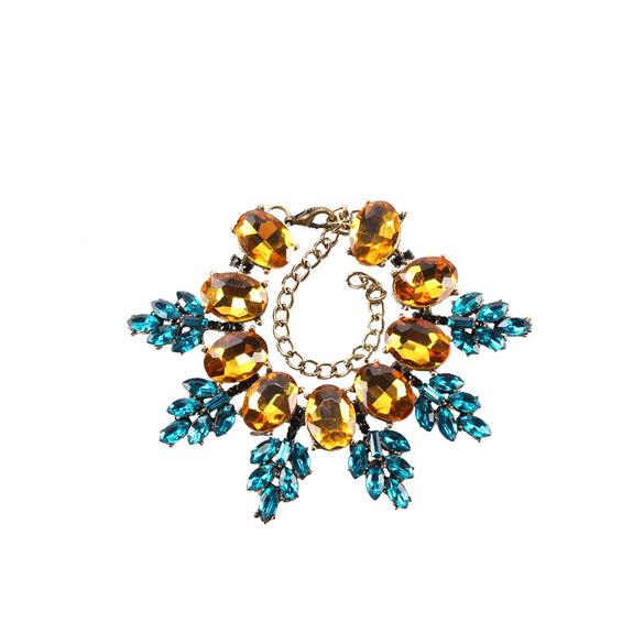 Women's Glass And Colored Glaze Jewelry Set With Geometric Pattern And Diamond Design Including Earrings Anklet And Necklace