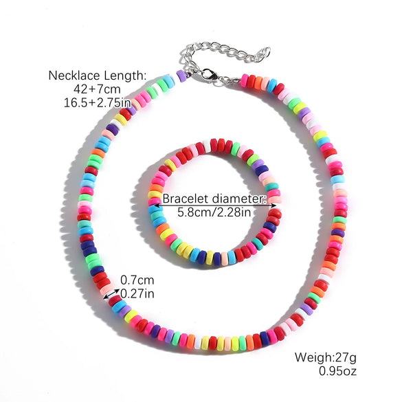 Women's Glass Glaze Organic Glass Ball Chain Geometric Multilayer Beads Necklace With Polishing
