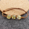 Women's Glass Glazed Dried Flower Woven Bracelet