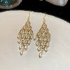 Women's Glass Glazed Drop Shape Diamondstudded Tassel Earrings With Highend Feel
