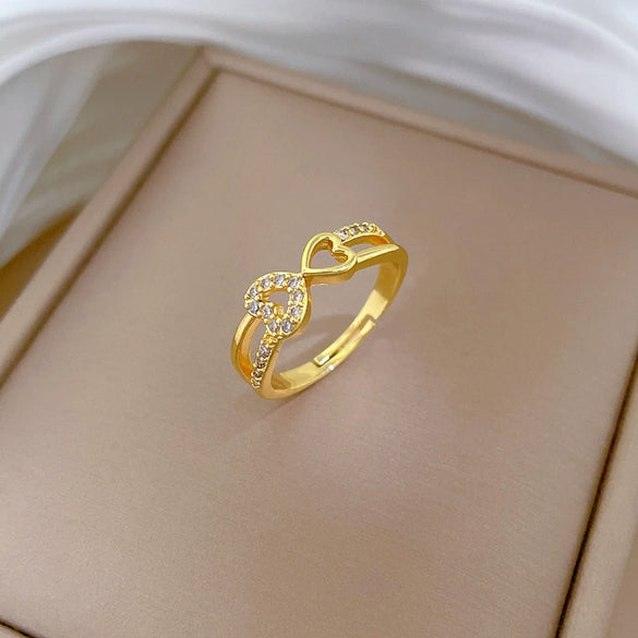 Women's Gold Electroplated Brass Crown Pattern Microinlaid Ring