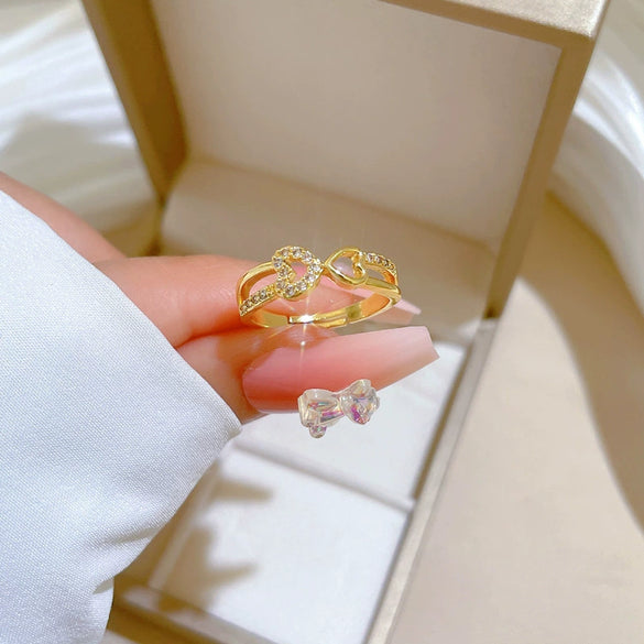 Women's Gold Electroplated Brass Crown Pattern Microinlaid Ring