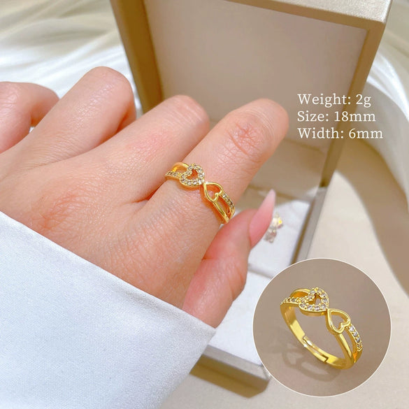 Women's Gold Electroplated Brass Crown Pattern Microinlaid Ring