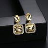 Women's Gold Electroplated Copper Rhombus Earrings With Inlaid Zircon Fashion Jewelry Wholesale