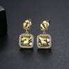 Women's Gold Electroplated Copper Rhombus Earrings With Inlaid Zircon Fashion Jewelry Wholesale