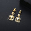 Women's Gold Electroplated Copper Rhombus Earrings With Inlaid Zircon Fashion Jewelry Wholesale