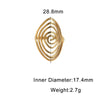 Women's Gold Electroplated Stainless Steel Open Ring With Wide Geometric Spiral Line Design And Simple Modern Style