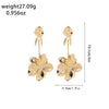 Women's Gold Electroplated Threedimensional Flower Earrings With Stainless Steel Ear Needles Long Chic Fashion Jewelry