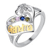 Women's Gold Plated Alloy Heart Shaped Zircon Letter Ring Geometric Fashion Jewelry