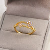Women's Gold Plated Copper Cute Fairy Flash Diamond Butterfly Flower Rings With Electroplating