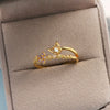 Women's Gold Plated Copper Cute Fairy Flash Diamond Butterfly Flower Rings With Electroplating