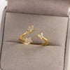 Women's Gold Plated Copper Cute Fairy Flash Diamond Butterfly Flower Rings With Electroplating