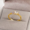 Women's Gold Plated Copper Cute Fairy Flash Diamond Butterfly Flower Rings With Electroplating