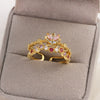 Women's Gold Plated Copper Cute Fairy Flash Diamond Butterfly Flower Rings With Electroplating
