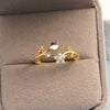 Women's Gold Plated Copper Cute Fairy Flash Diamond Butterfly Flower Rings With Electroplating