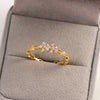 Women's Gold Plated Copper Cute Fairy Flash Diamond Butterfly Flower Rings With Electroplating