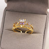 Women's Gold Plated Copper Cute Fairy Flash Diamond Butterfly Flower Rings With Electroplating